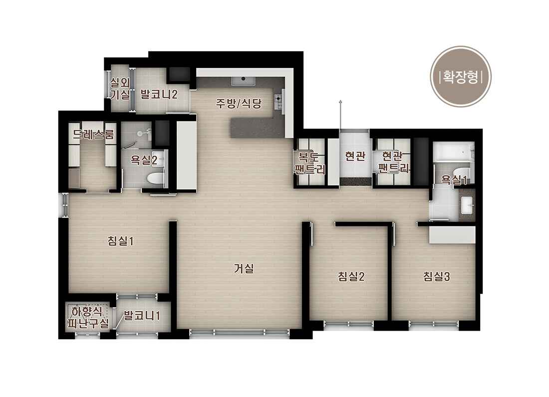 평형안내 대구역 센트레빌 더 오페라 84B 전용 84㎡ 평면